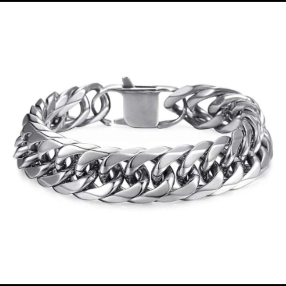 Kohl's Stainless Steel Silver Cuban Bracelet 15mm